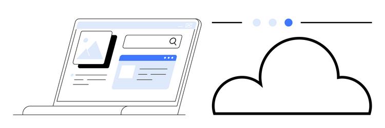 laptop displaying web search interface next vector image