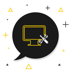 line computer monitor with screwdriver and wrench vector image
