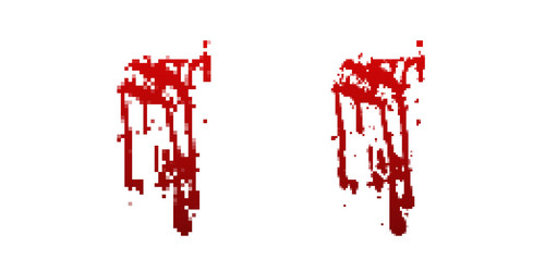 red paint drips in twin patterns creating a simple vector image