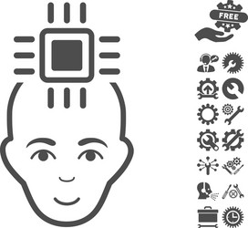 neural computer interface icon with tools vector