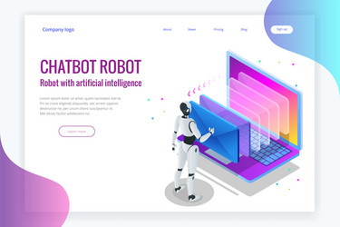 isometric robots man with artificial intelligence vector image