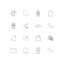 Network and database linear thin icons set vector