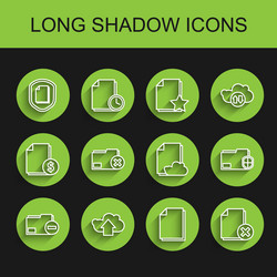 set line document folder with minus cloud upload vector image