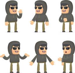 set of hacker character in different poses vector image