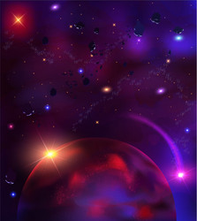Cosmic Space Background with Asteroids vector image