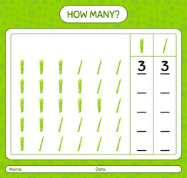 how many counting game with asparagus worksheet vector image