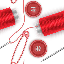 seamless pattern with red thread buttons vector image
