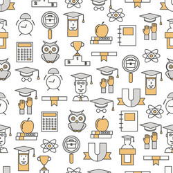 Thin line art university seamless pattern vector