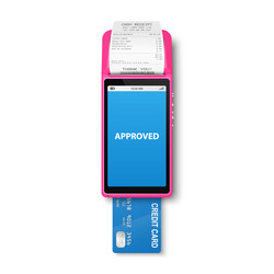 3d nfc payment machine with approved status vector image