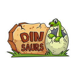 cartoon funny dinosaur character in the egg shell vector