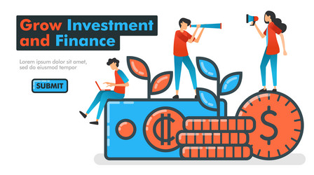 Grow investment and finance line invest money vector