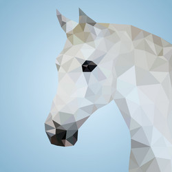 head of a white horse in triangular style vector