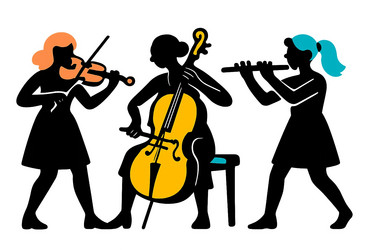 musicians playing string and wind instruments vector image