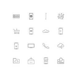 network and database linear thin icons set vector image
