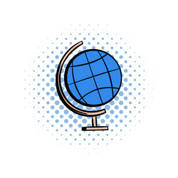 School geographical globe comics icon vector