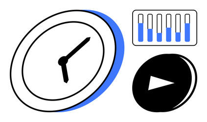 clock graph and play button representing time vector image