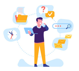 Man Performing Multiple Tasks vector image