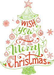 merry christmas lettering in tree Vector Image