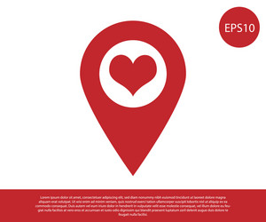 red map pointer with heart icon isolated on white vector image
