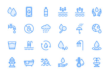 Water line icon set drop linear icon Royalty Free Vector