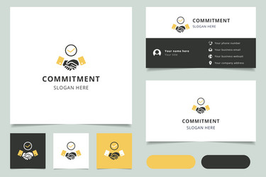 Commitment logo design with editable slogan vector