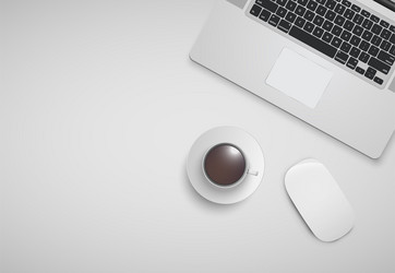 Minimal office with computer mouse and a cup vector