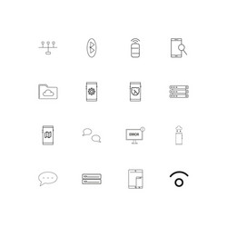 Network and database linear thin icons set vector