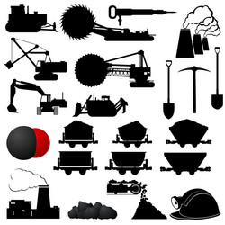 Coal mining icon set isolated Royalty Free Vector Image