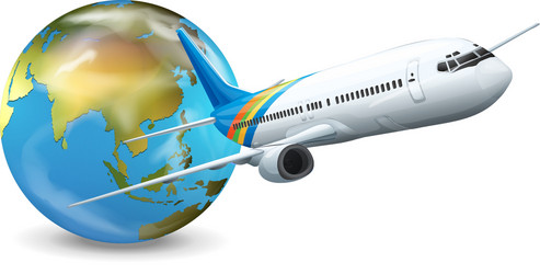 Airplane globe concept Royalty Free Vector Image