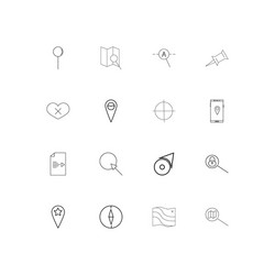 maps and navigation linear thin icons set vector image