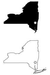 new york ny state map usa with capital city star Vector Image