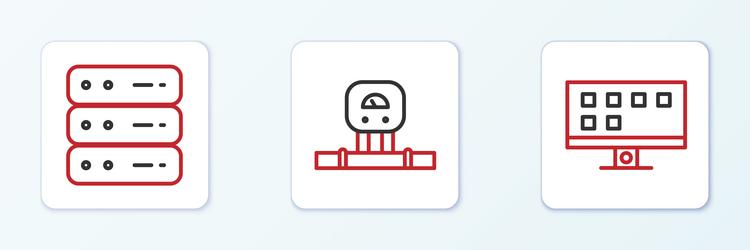 set line smart tv server data web hosting vector image