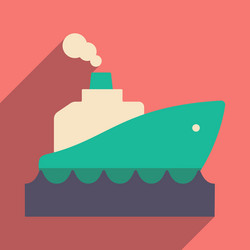 flat with shadow icon and mobile application boat vector image