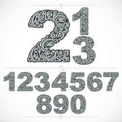 floral numbers drawn using abstract vintage vector