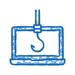 hook on computer display icon doodle vector image