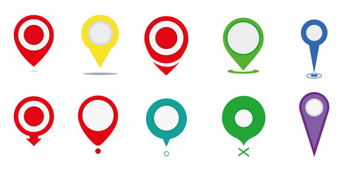 Map pointers icon set collection of colorful vector