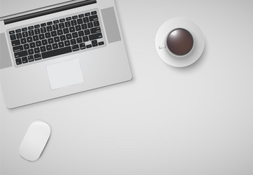 minimal office with computer mouse and a cup vector