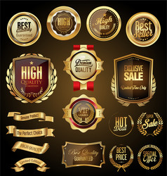 Retro golden badge collection 4 vector