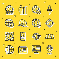 set line location with person users group head vector image