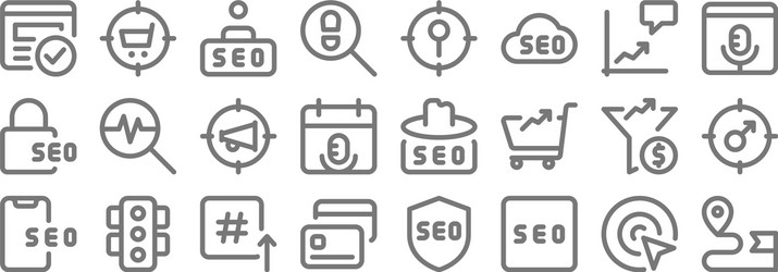 Web apps seo line icons linear set quality vector