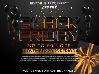 black friday text effect font editable typography vector image
