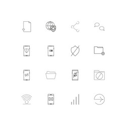 network and database linear thin icons set vector image