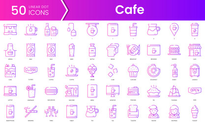 set of cafe icons gradient style icon bundle vector image