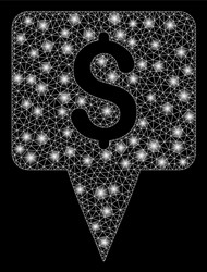 bright mesh 2d dollar map pointer with flash spots vector image