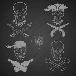 emblems of skulls on the pirate theme Vector Image