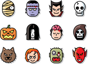 Halloween Skull Icon Set Vector Image