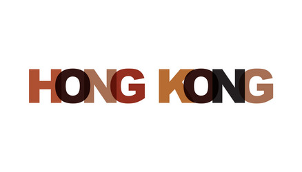 hong kong phrase overlap color no transparency vector image