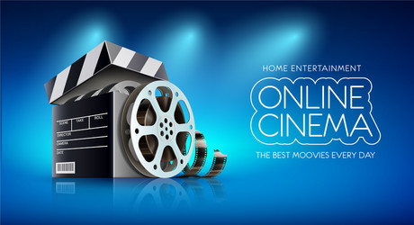 Online cinema banner for web vector