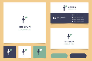 Mission logo design with editable slogan branding vector