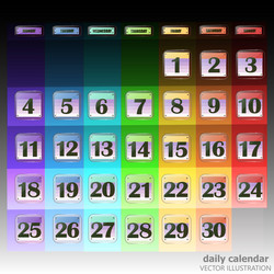 set buttons with calendar dates for month vector image